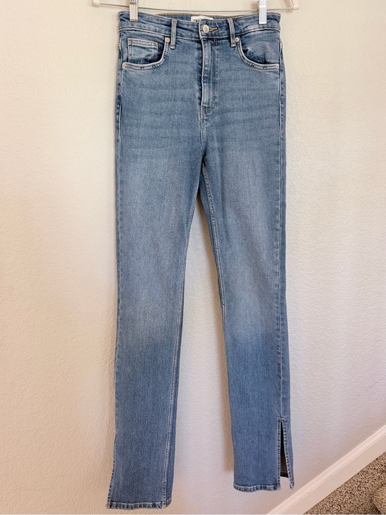 Zara Denim - Zara High Rise Skinny Jeans Light Wash Ankle Slit Size 4